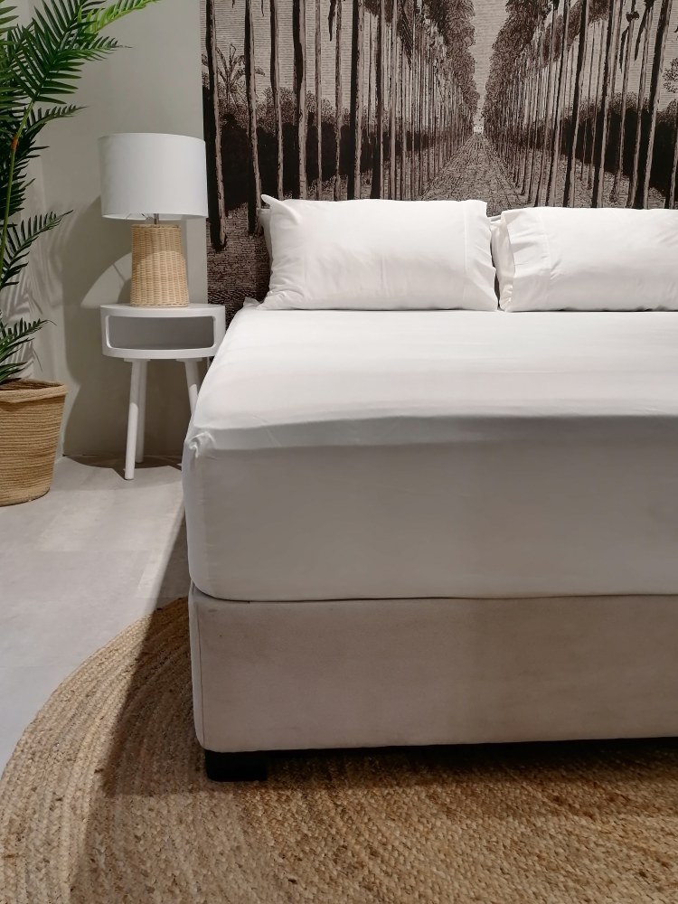 SILENCIO Satin Fitted Sheet 90x200 White G1